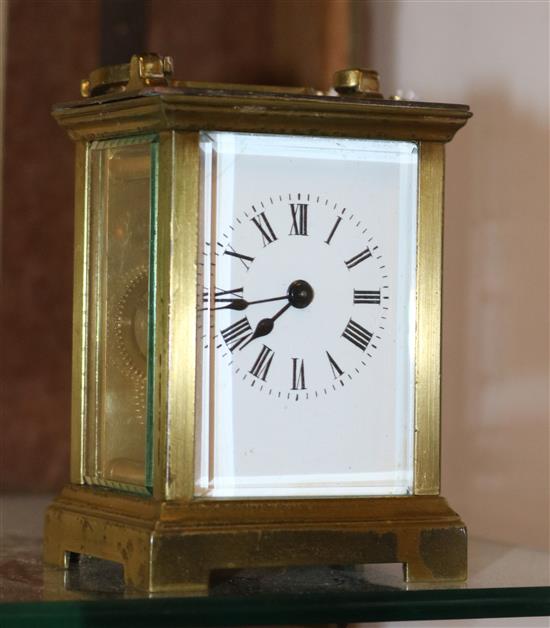 Gilt brass carriage timepiece